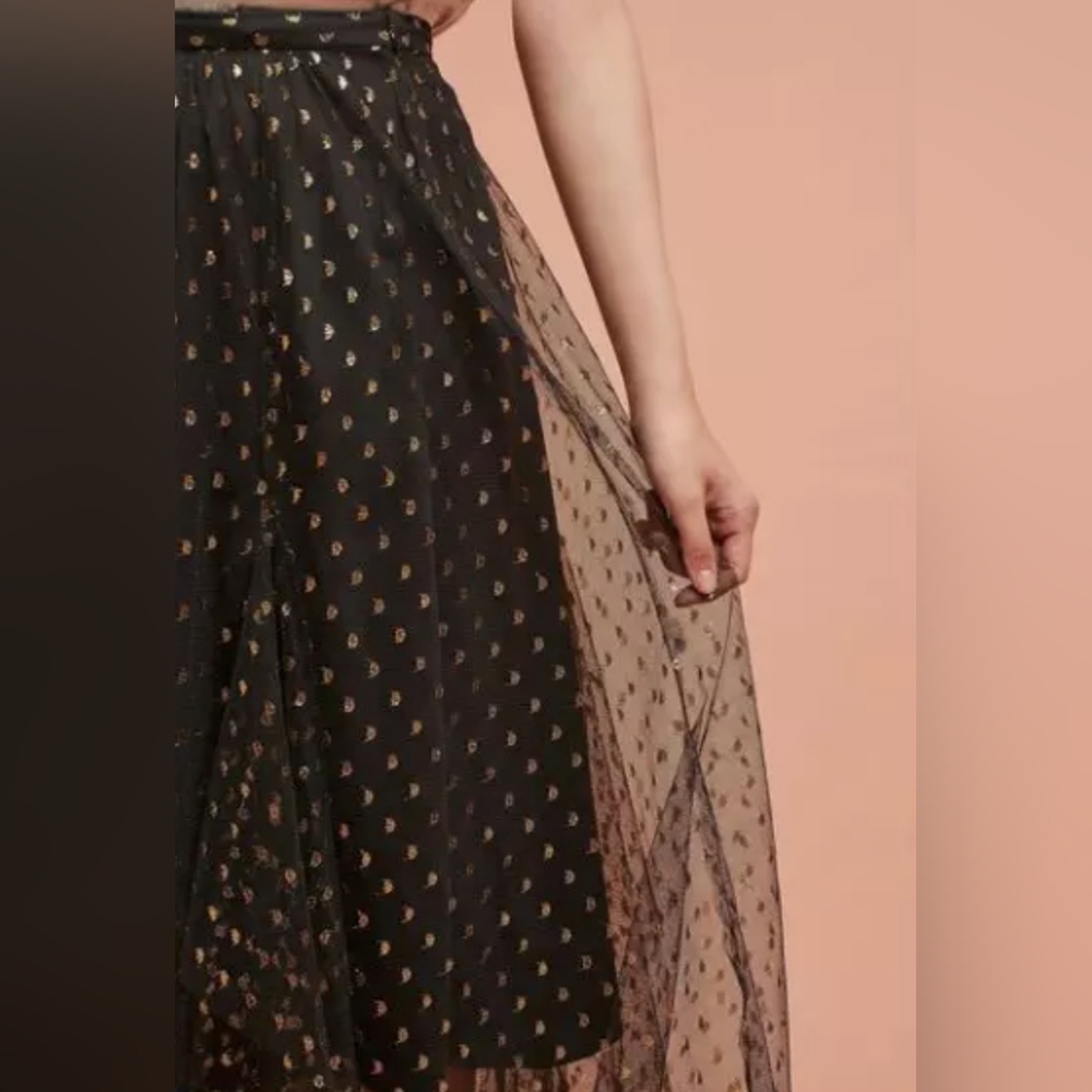 Anthropologie Zelda Metallic Tulle Maxi Skirt by Eva Franco NWOT - Picture 3 of 12